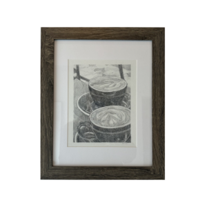 Café au soleil framed drawing